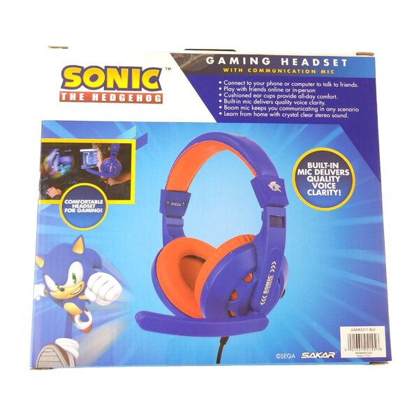 Sakar Sonic The Hedgehog Gaming Headset with Communication Mic Comfortable Sega - Picture 2 of 9